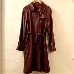 Andrew Marc Leather Trench- Size 14 / Cognac Brown